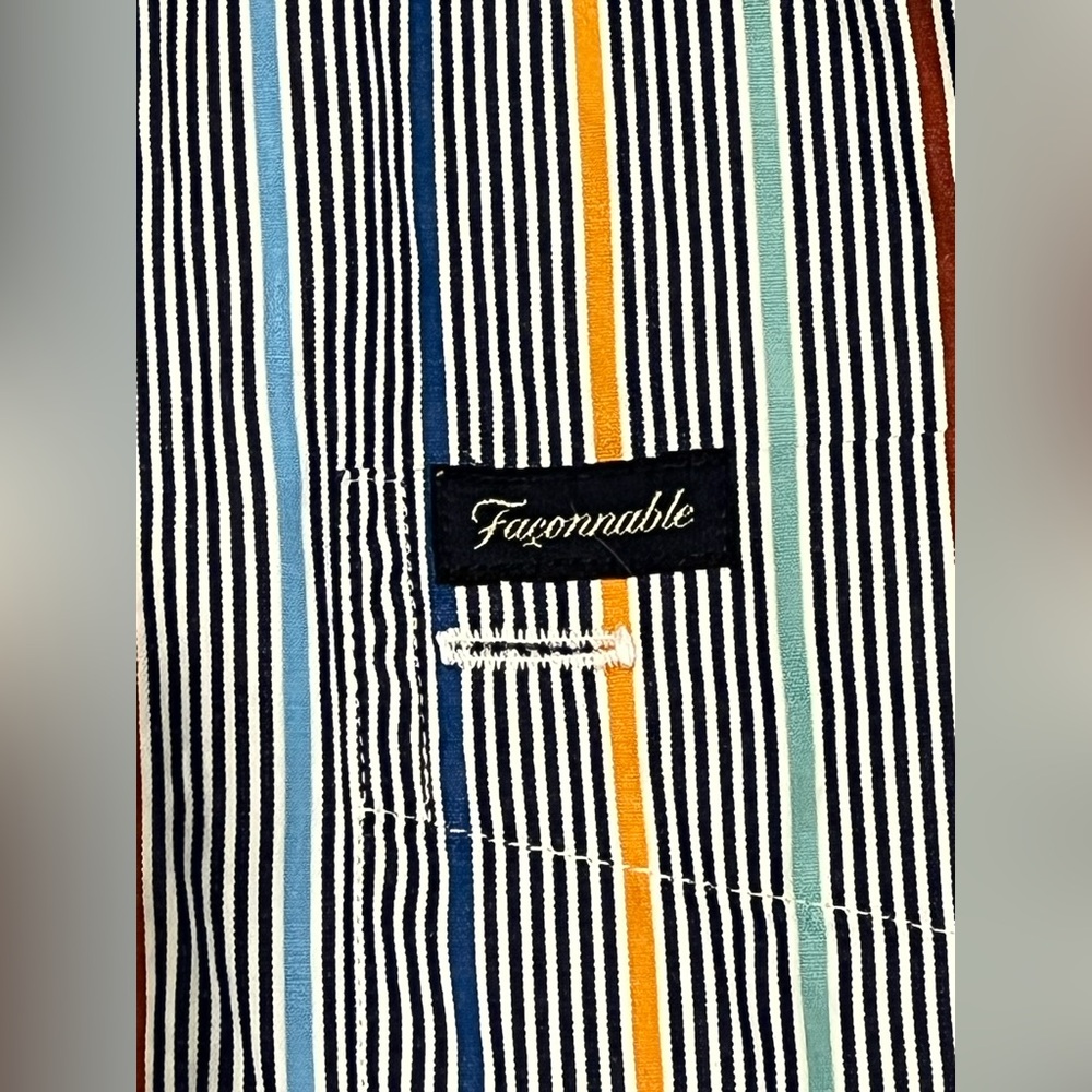Faconnable Blue Multi-Stripe Button-Down Shirt - image 5